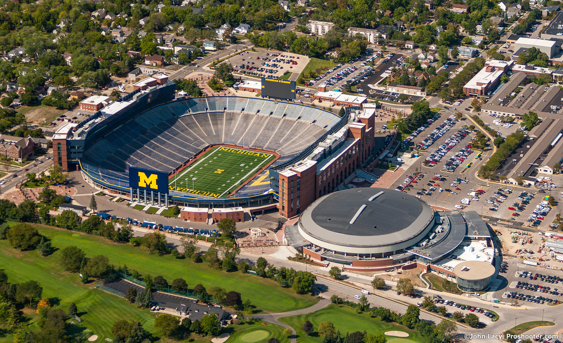 Michigan Stadium aerial view, Ann Arbor Michigan by Proshooter