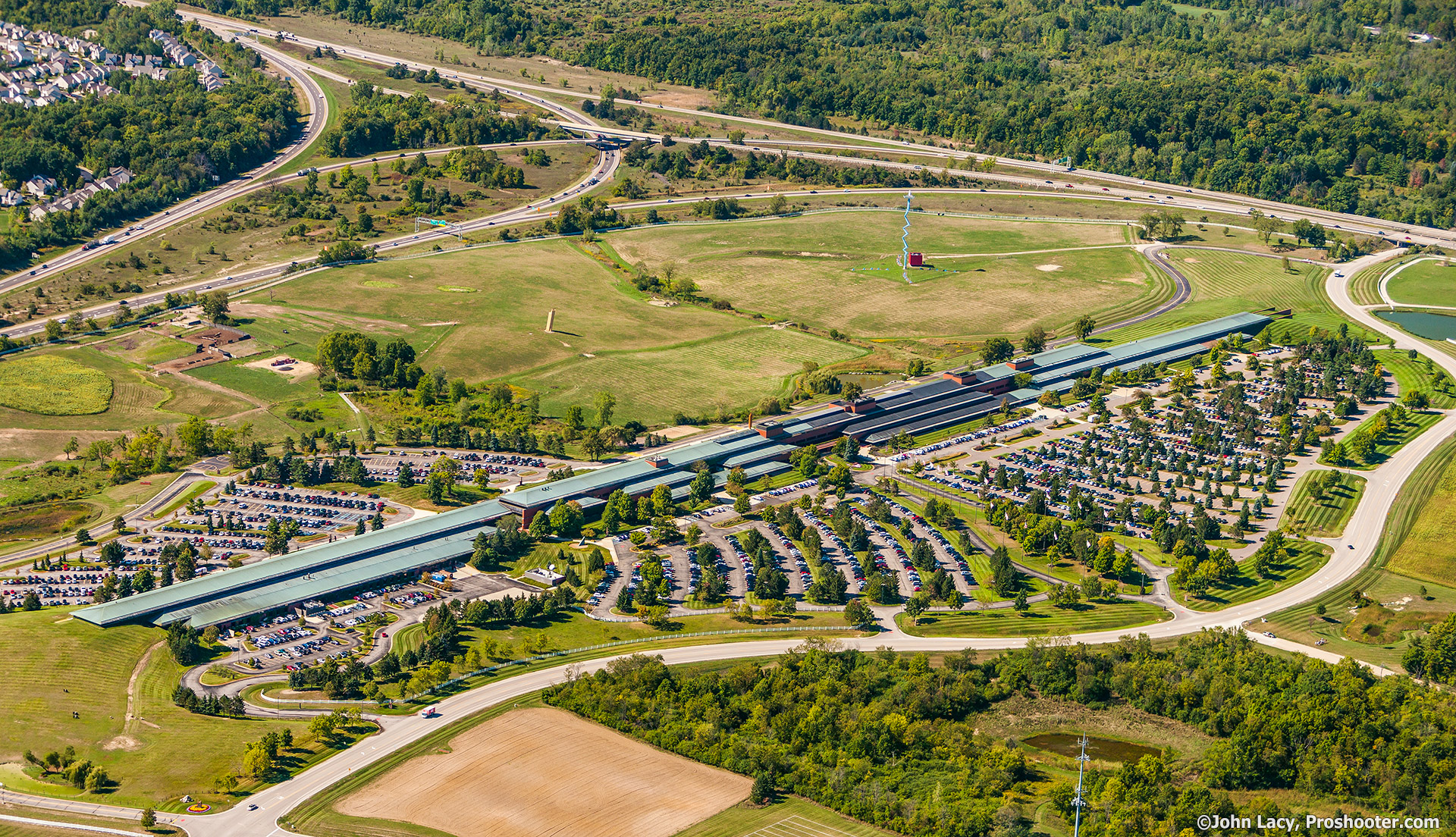 Aerial view of Dominoes Farms, Ann Arbor, by Proshooter