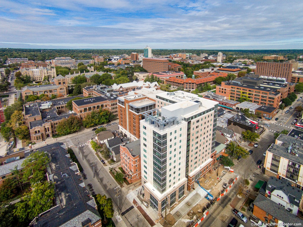 Aerial ArborBLU with campus in background, Ann Arbor, MI AnnArbor